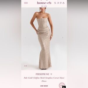 House of CB Persephone Gold Chiffon Gown